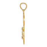 14K Gold Italy Charm with Emerald, Ruby, and CZ Stones  Elegant Themed Design